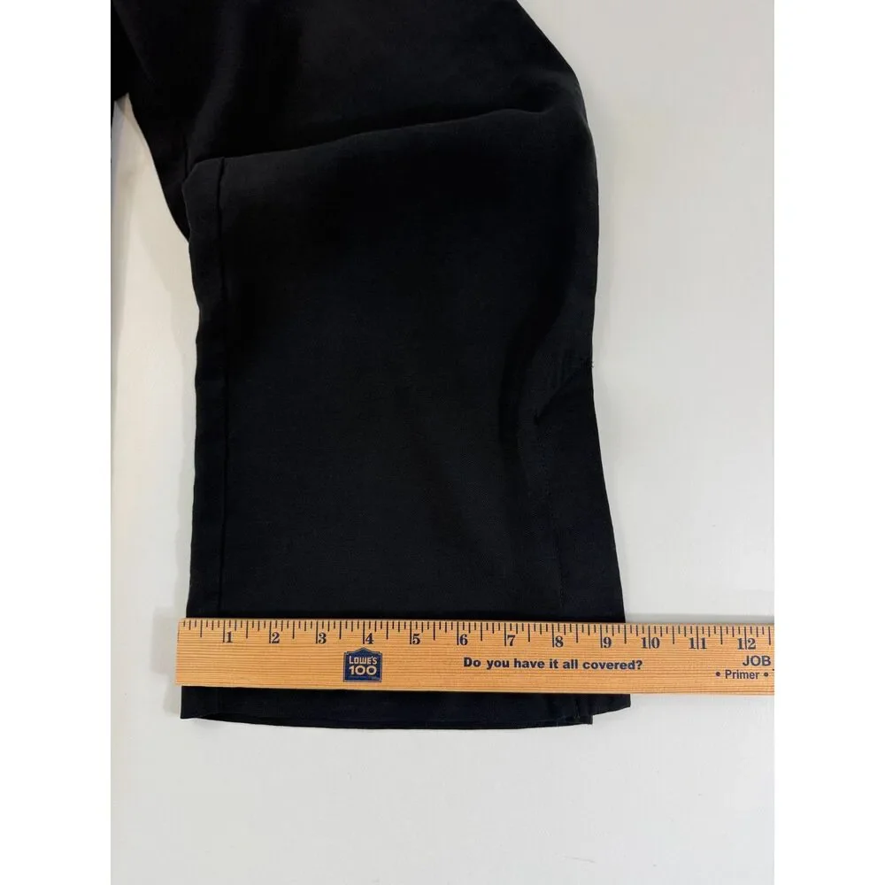 H&M Womens Size 4 Black Wide Leg Pants Linen Blend High Rise Trousers